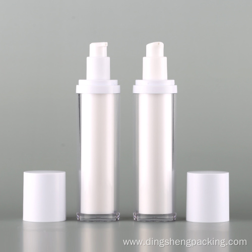 luxury round  white cosmetic airless bottle acrylic